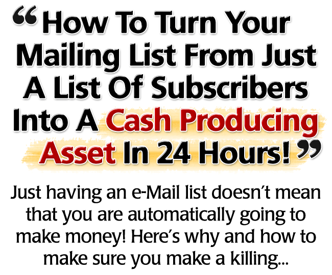 How To Turn Your Mailing List From Just A List Of Subscribers Into A Cash Producing Asset In 24 Hours Flat! 